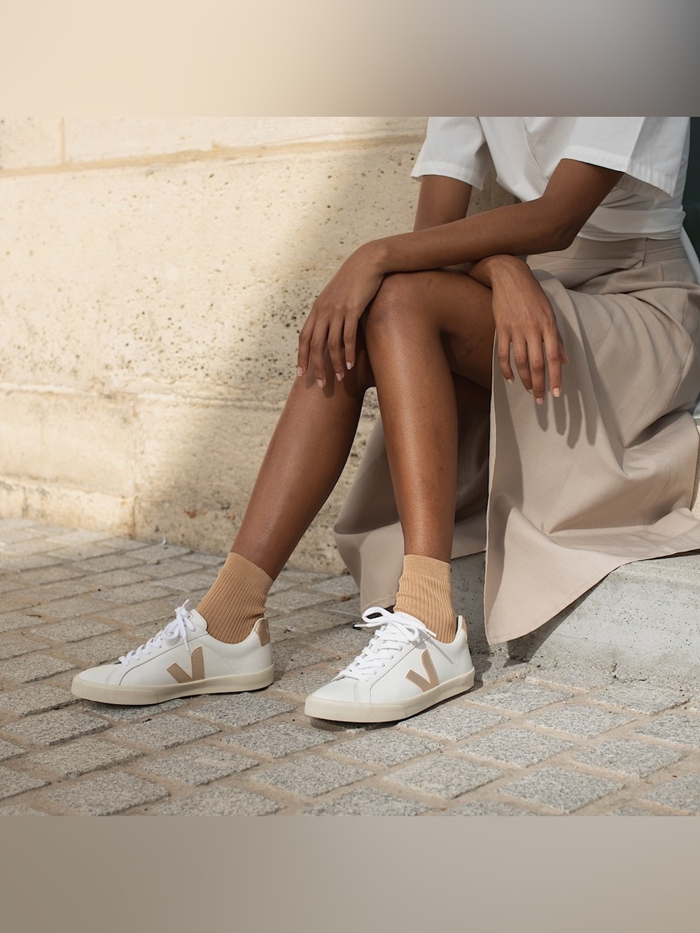 VEJA Esplar Leather White Platine Sneakers Women’s US 9 EU 40 Gold